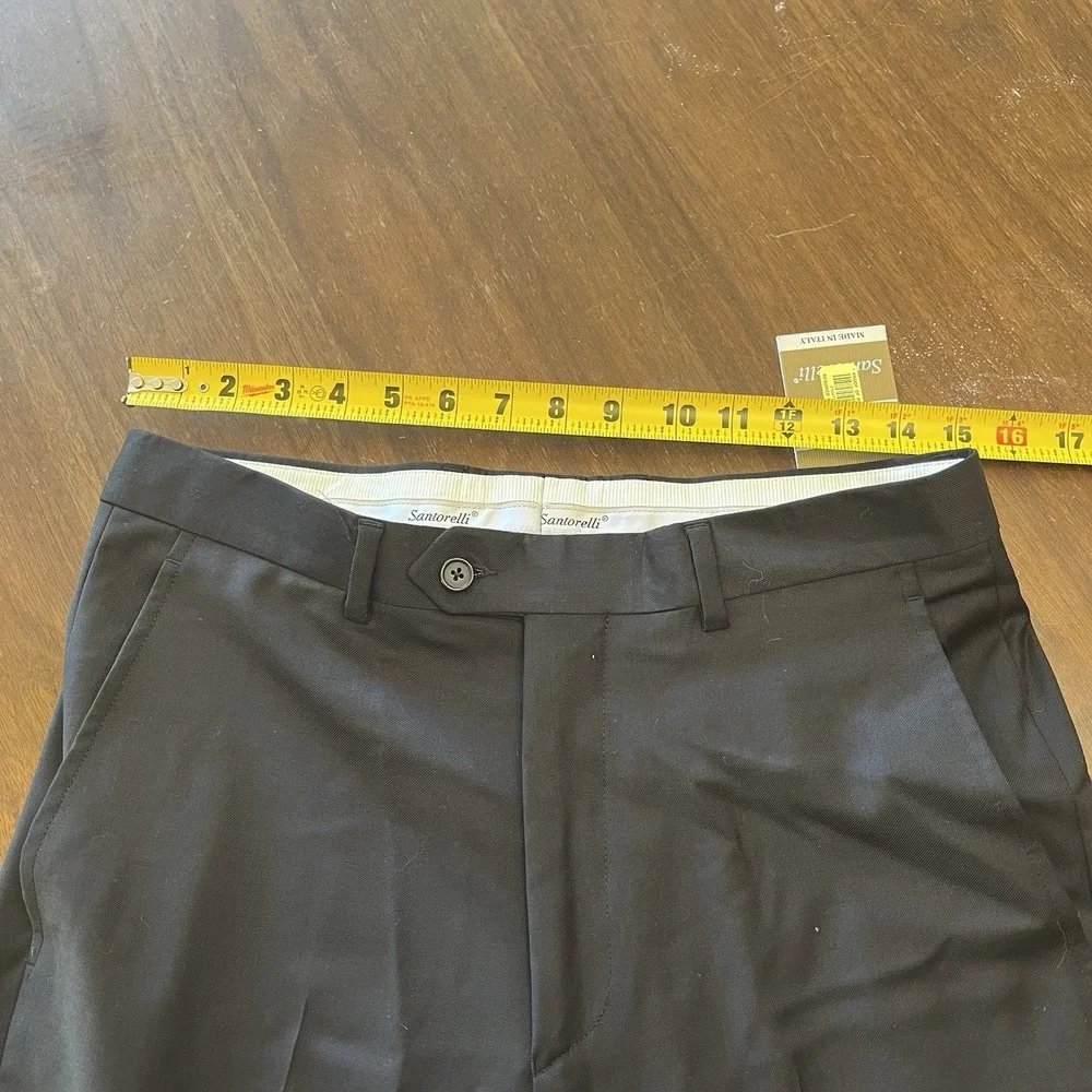 Santorelli Luxury Serge Dress Pants Men's 32 Black Straight Leg Formal NWT